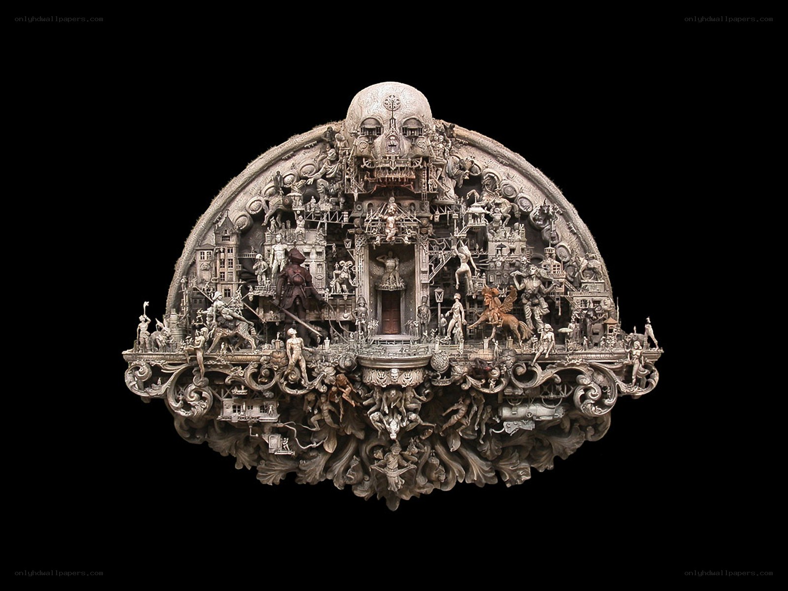 intricate sculptural diorama
