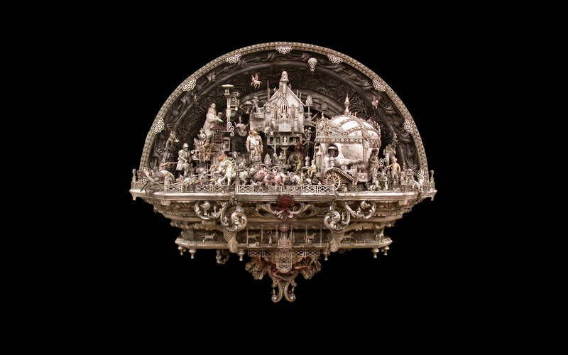 Intricate silver sculpture