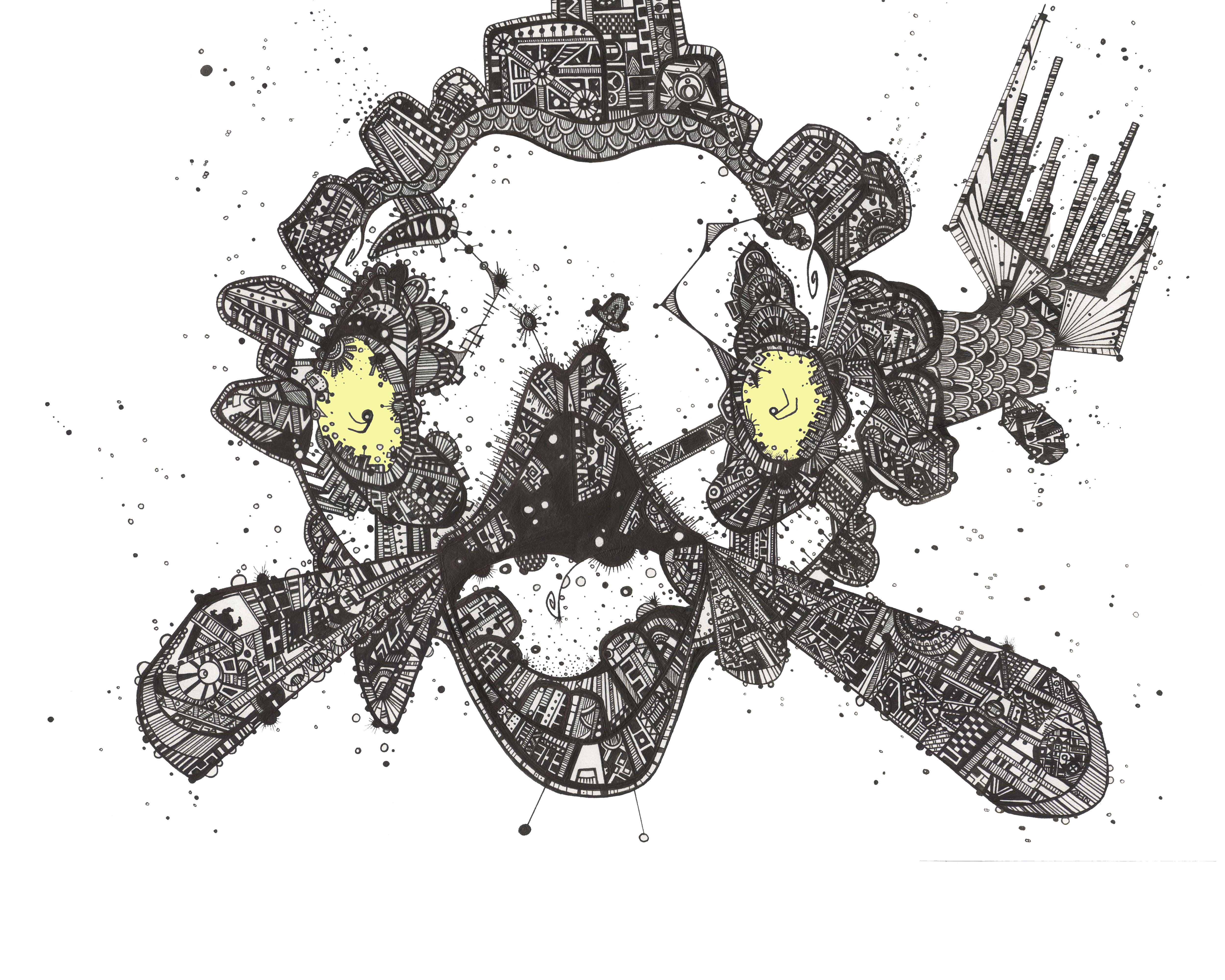 intricate skull illustration