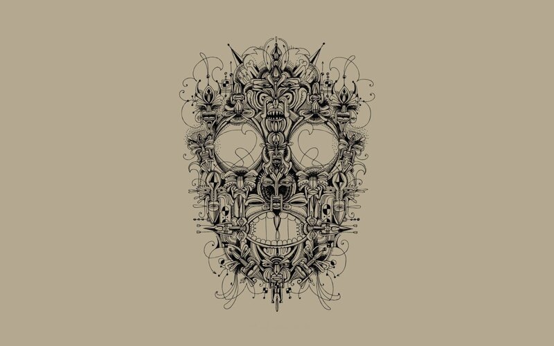 intricate skull mandala art