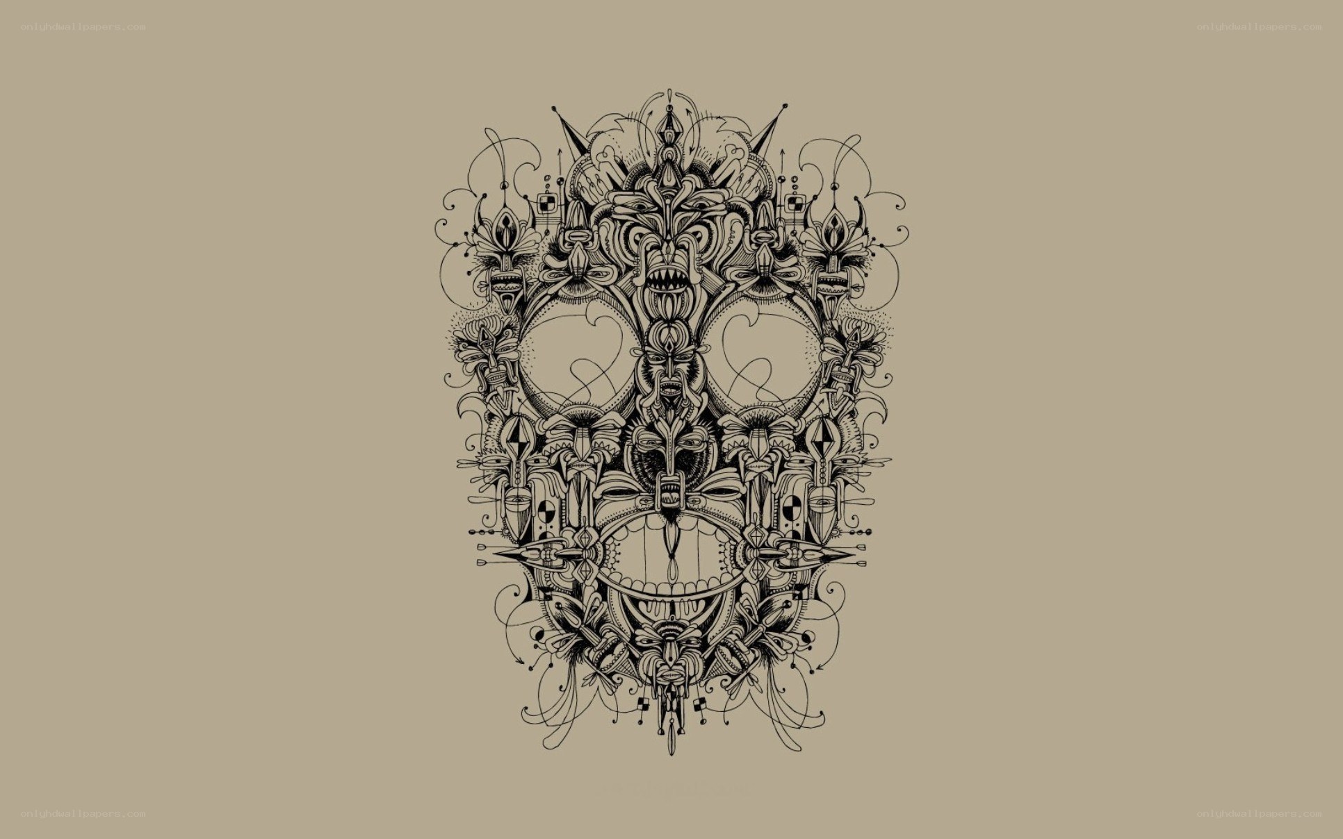 intricate skull mandala art