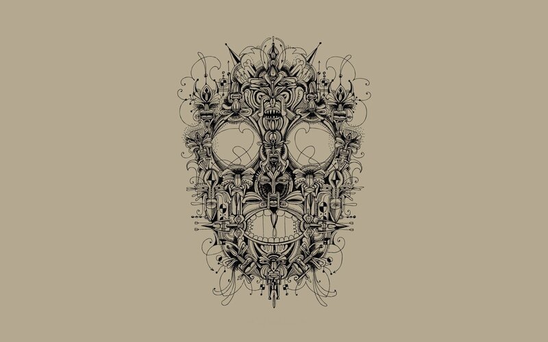 intricate skull mandala art