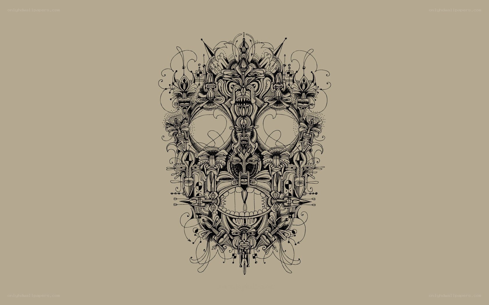 intricate skull mandala art