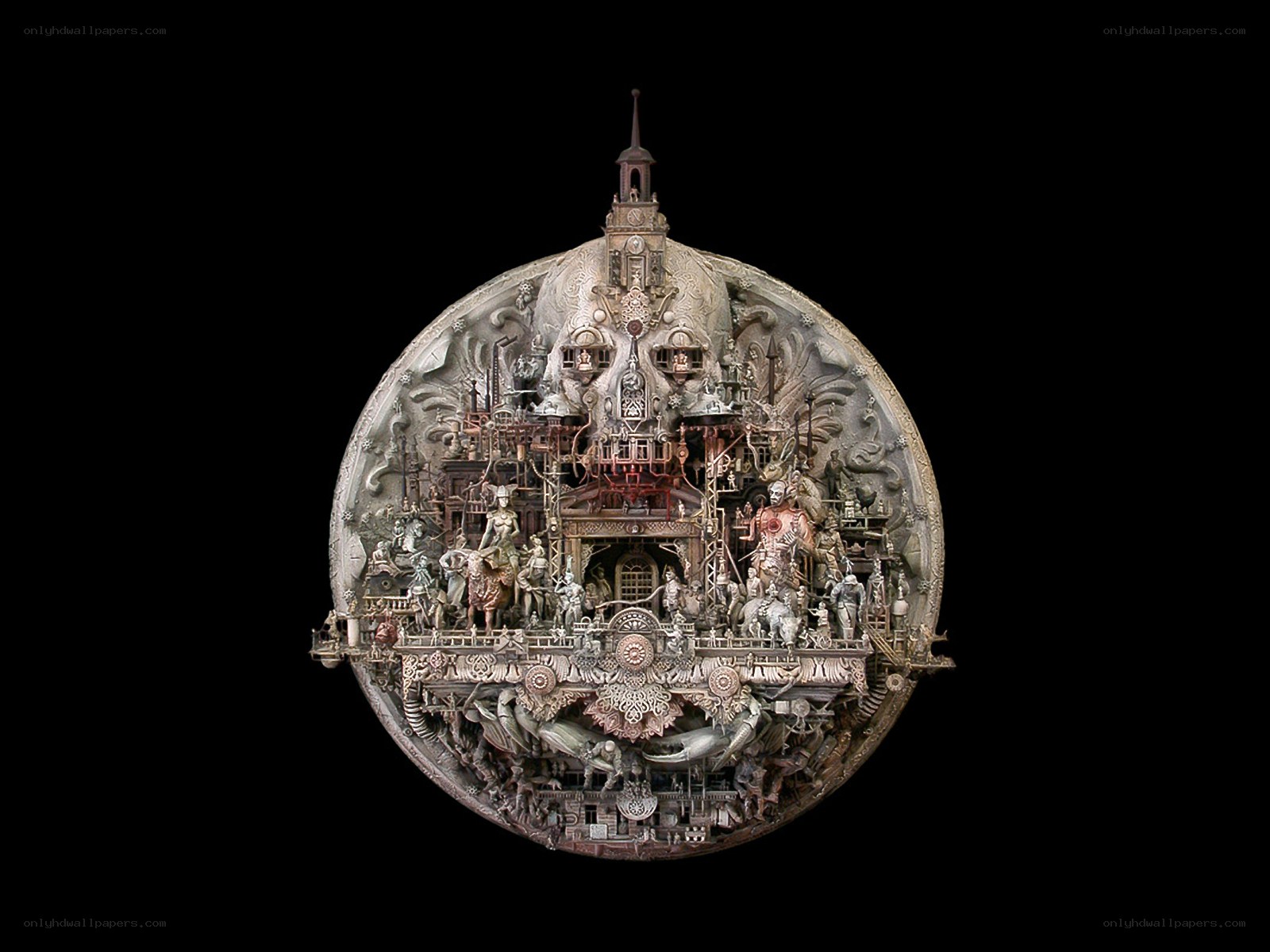 intricate skull sculpture