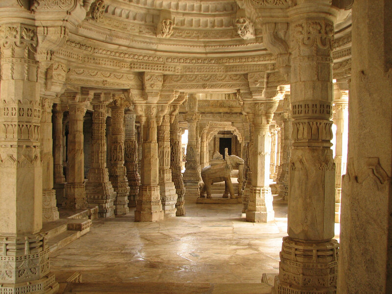 Intricate stone temple hall