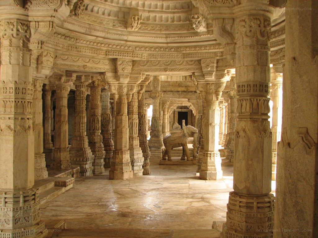 Intricate stone temple hall