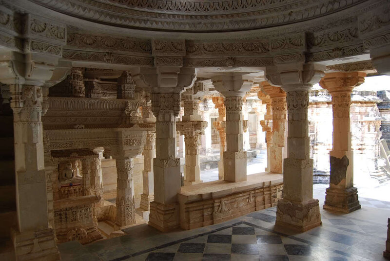 intricate stone temple interior