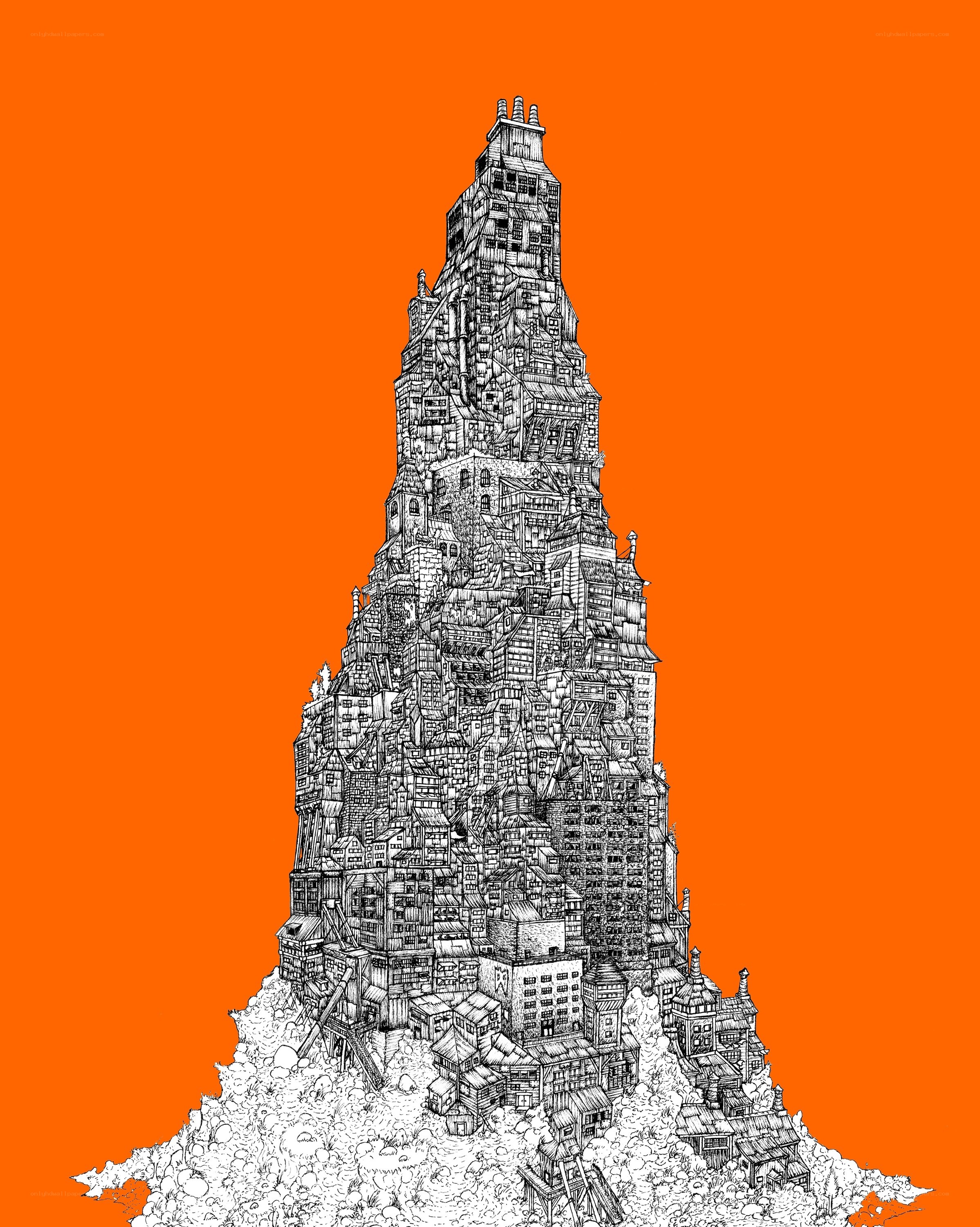 Intricate tower city illustration