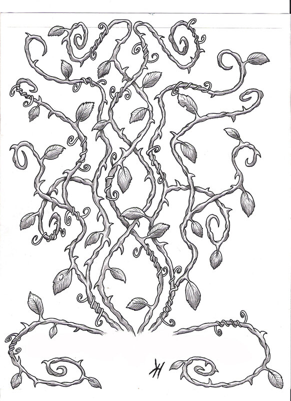 intricate vine drawing