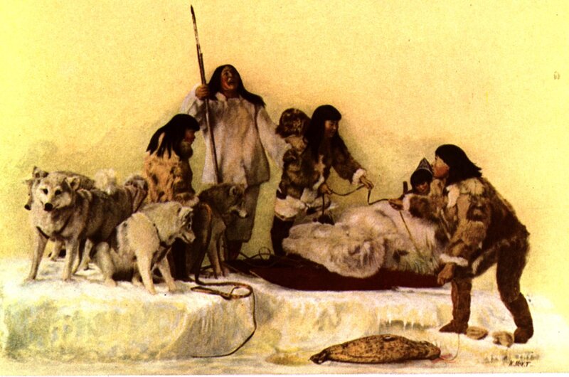 Inuit Family with Sled Dogs
