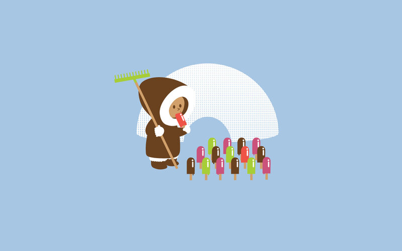 Inuit person with popsicles