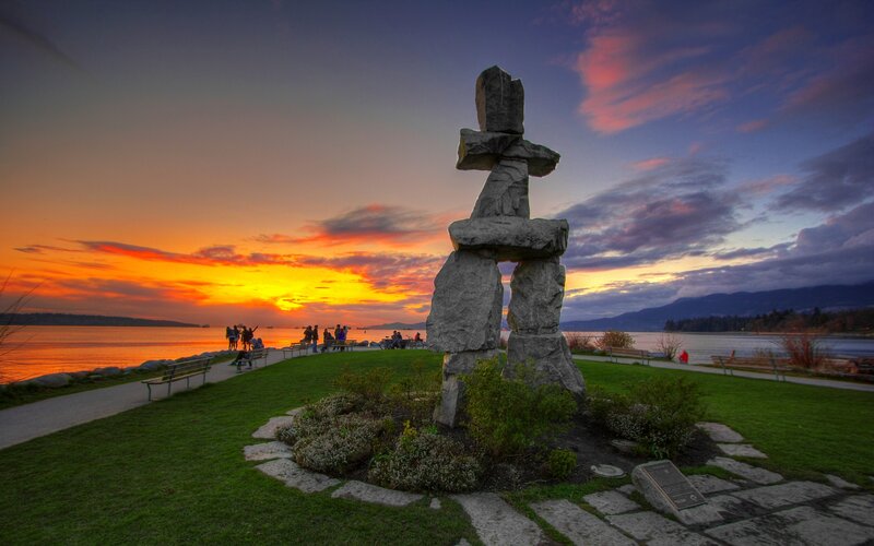 Inukshuk at Sunset — Orange