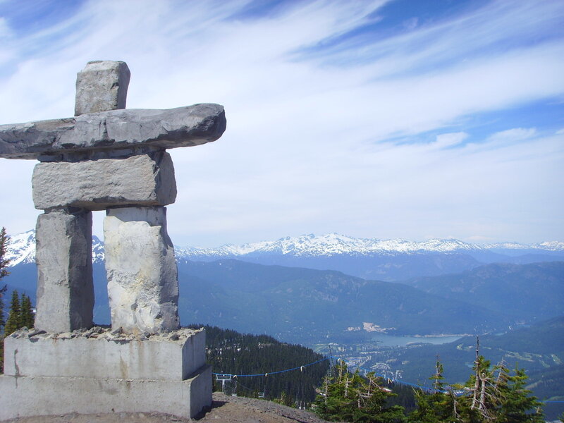 Inukshuk on mountain peak