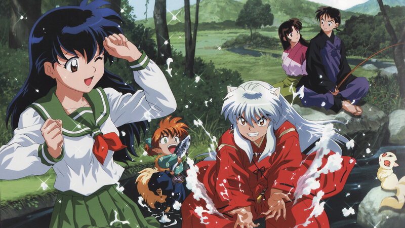 Inuyasha and friends by the river