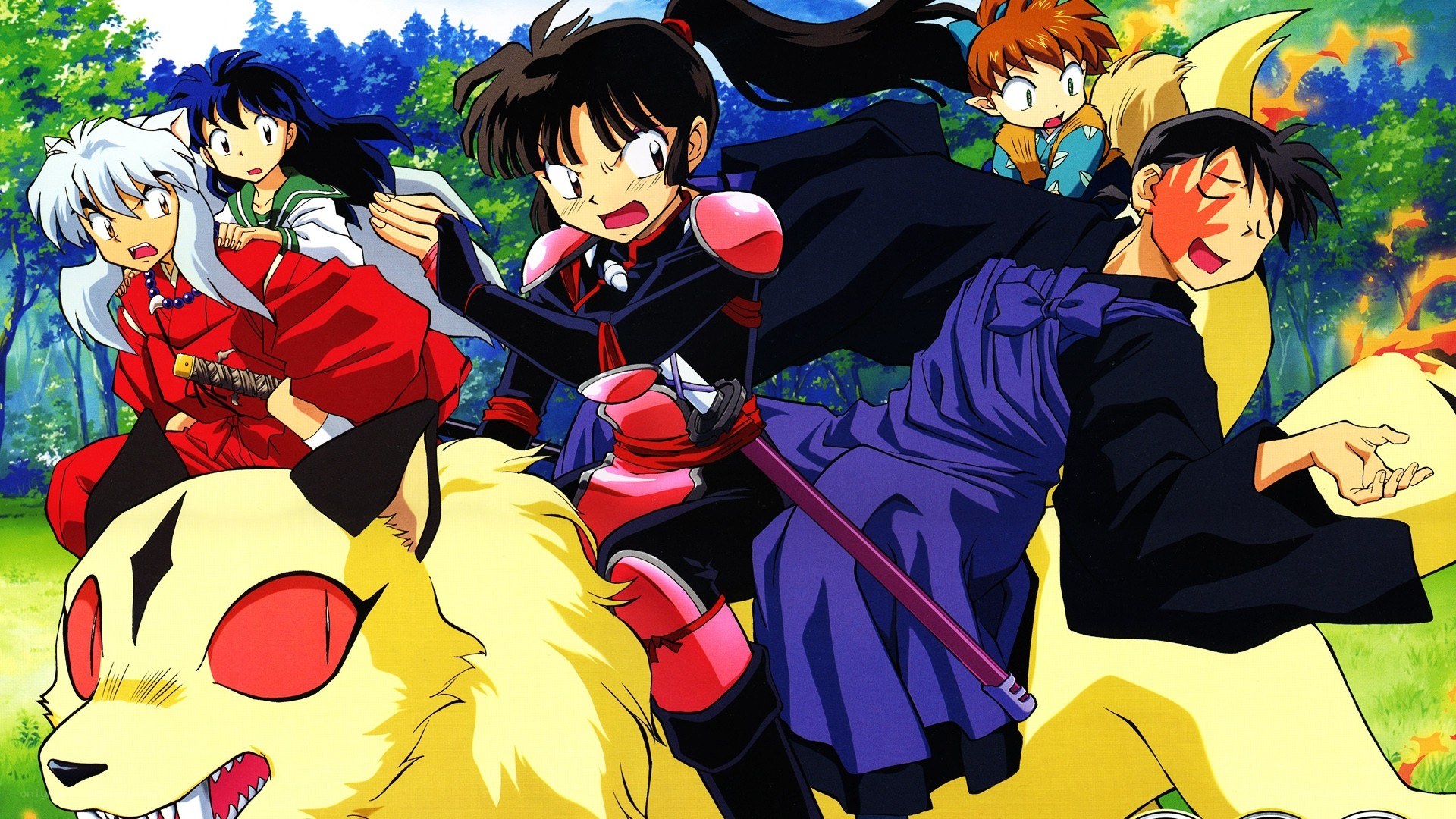 Inuyasha and friends in action