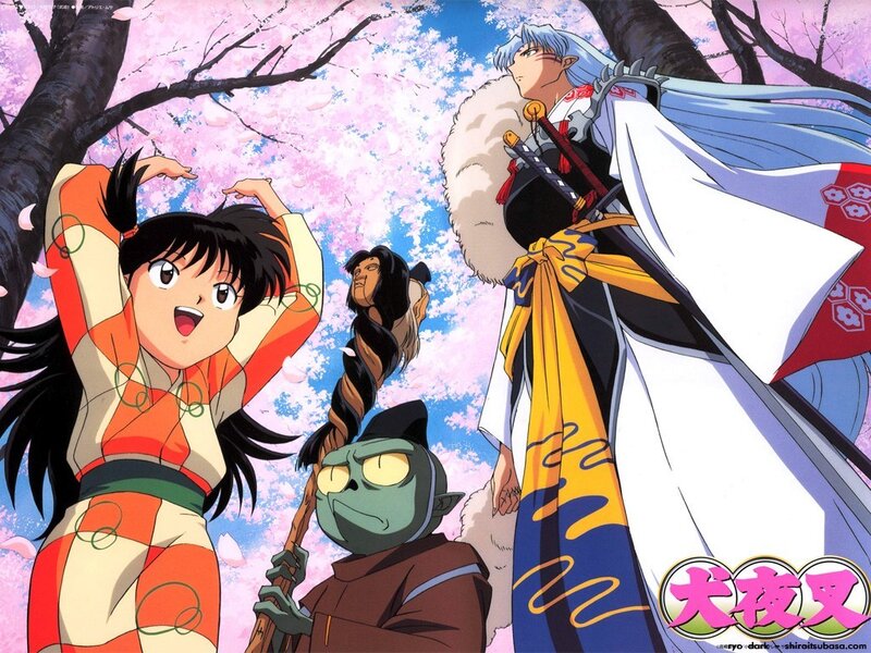 Inuyasha and friends in cherry blossoms