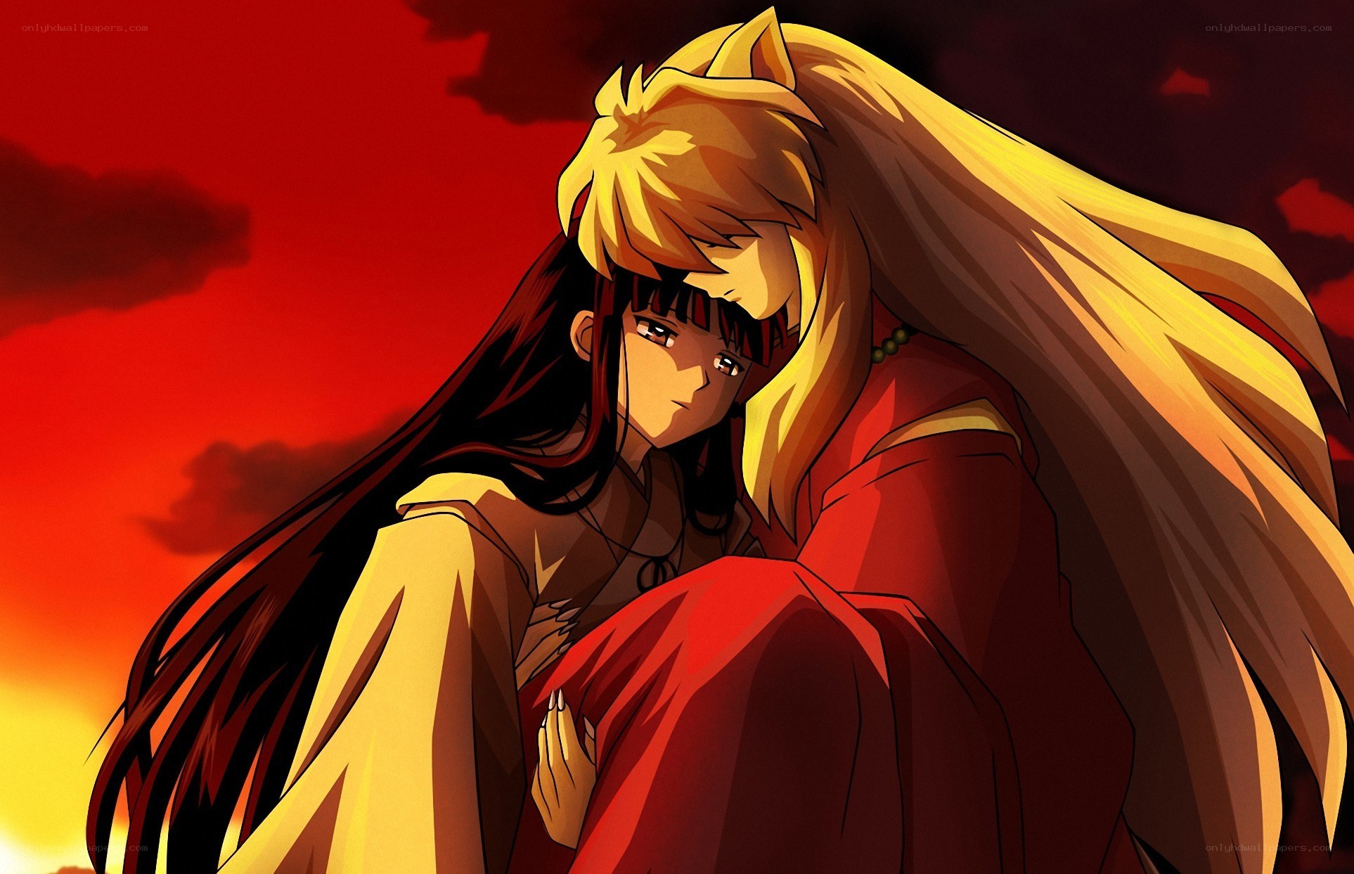 Inuyasha and Kagome embrace