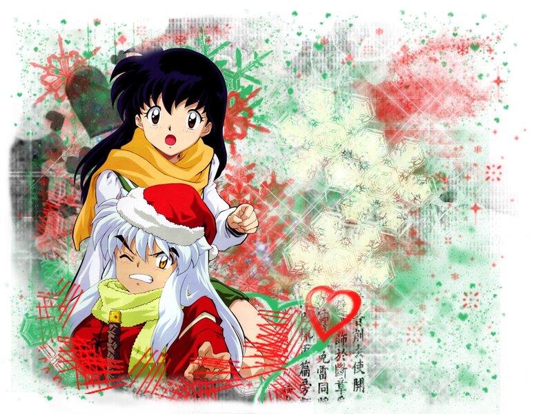 Inuyasha and Kagome holiday scene