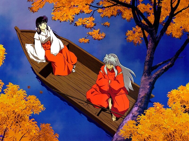 Inuyasha and Kagome in a boat
