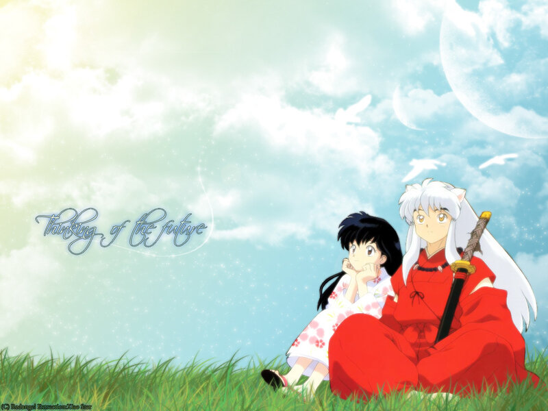 Inuyasha and Kagome in a field