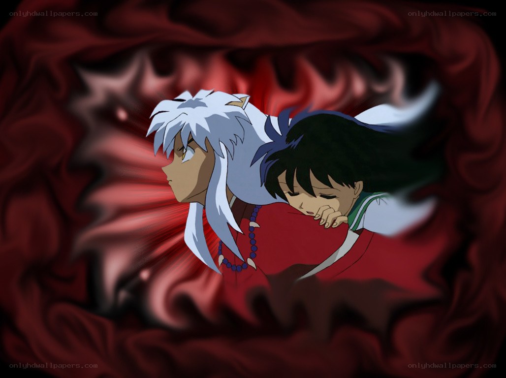 Inuyasha and Kagome in a red vortex