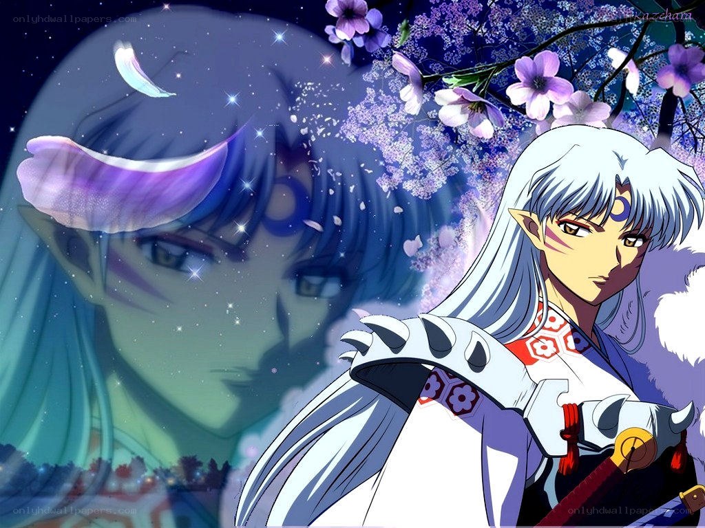 Inuyasha and Kikyo under cherry blossoms