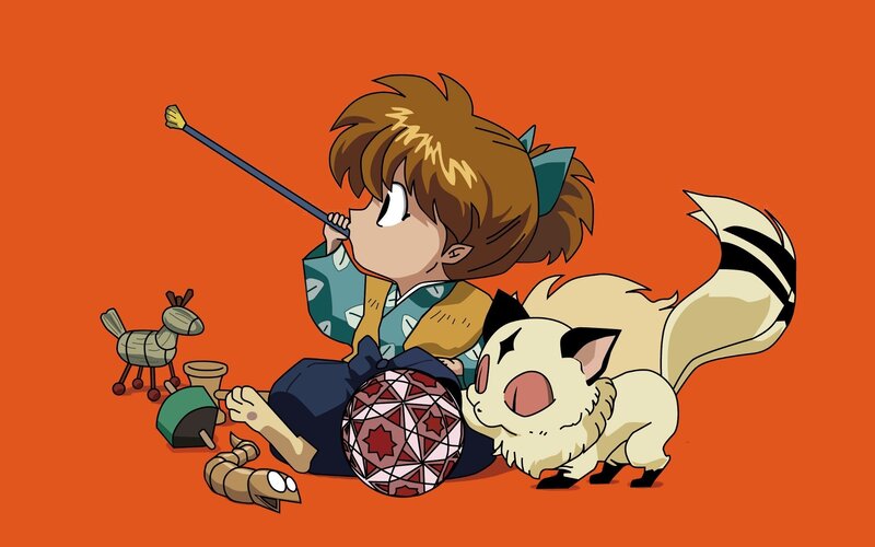 Inuyasha and Shippo playing
