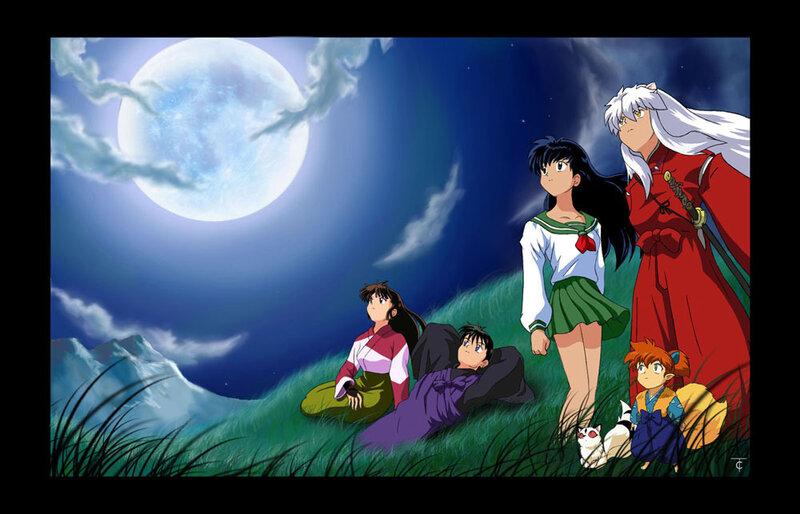 Inuyasha cast under moonlight