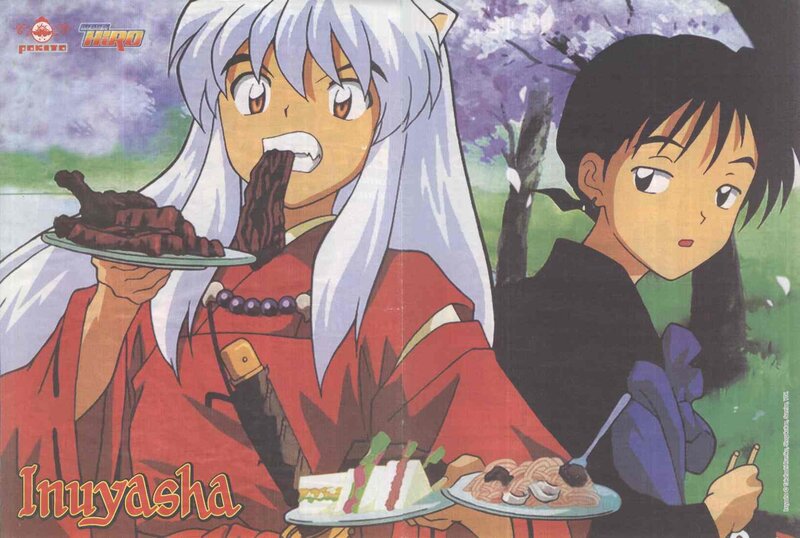 Inuyasha eating with Kagome