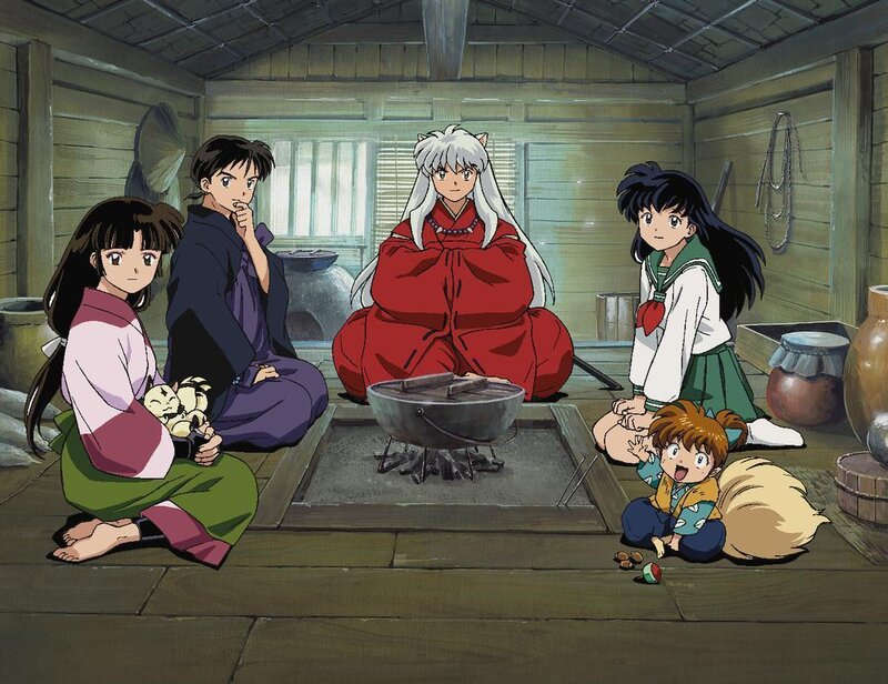 Inuyasha group in a hut