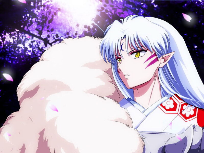 Inuyasha in a cherry blossom scene