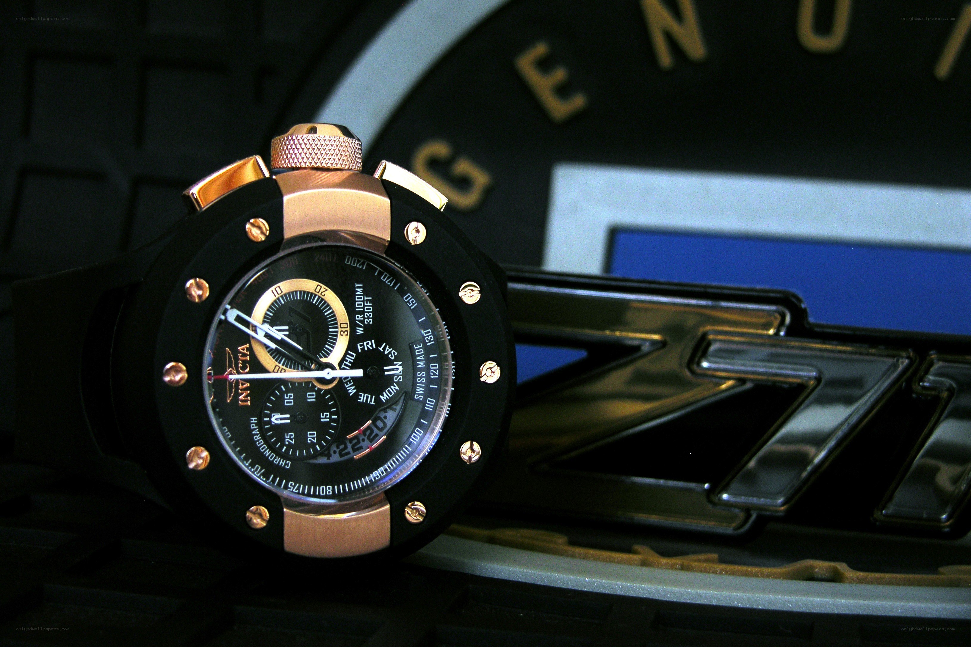 Invicta watch on car interior