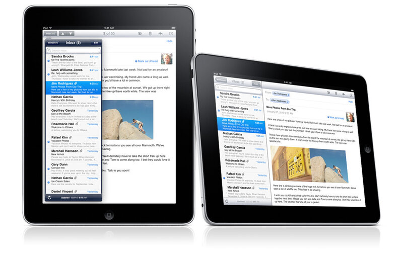 iPad email app interface