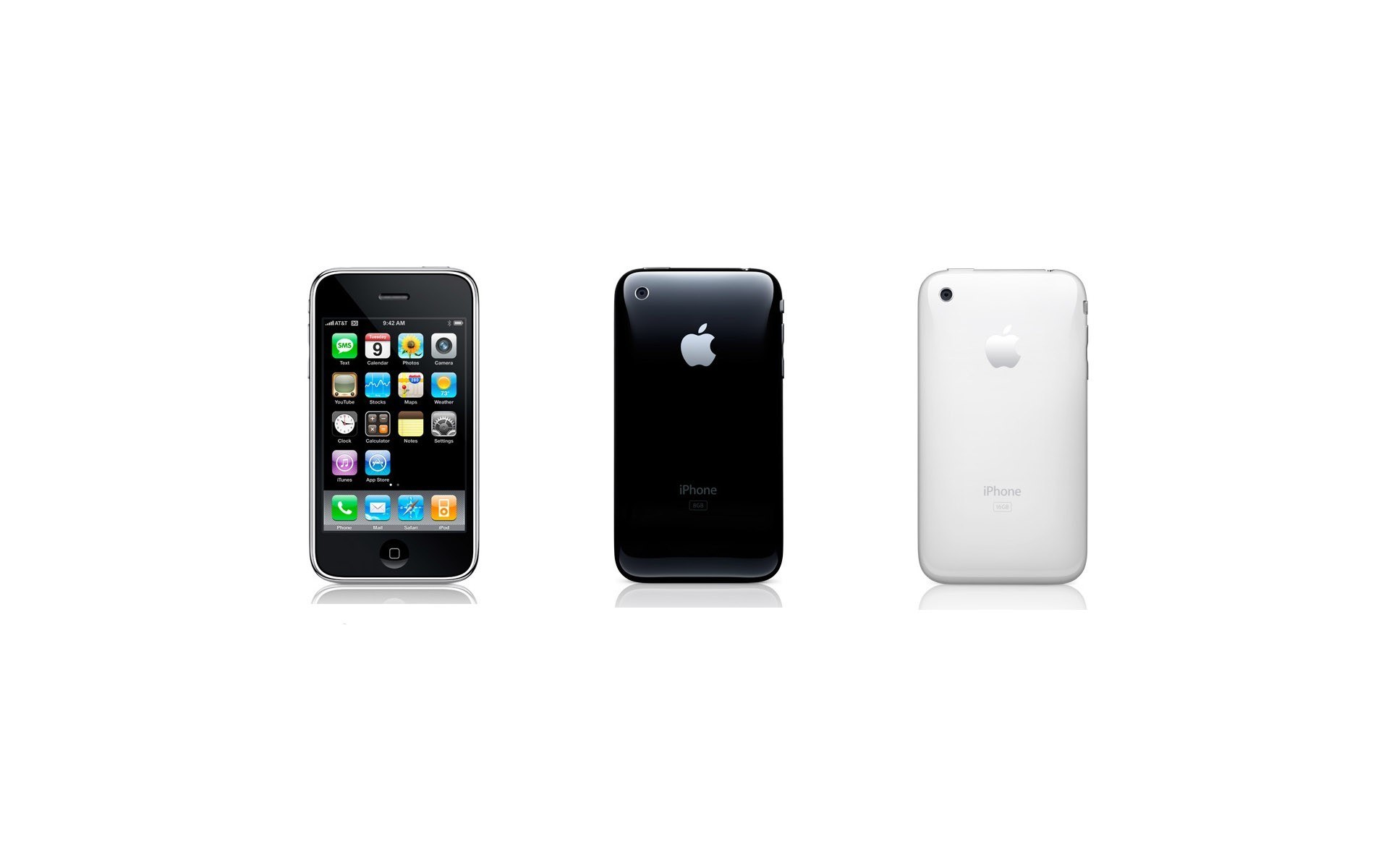 iPhone 3G models in black and white