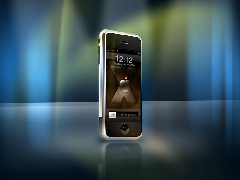 iPhone 3G on reflective surface