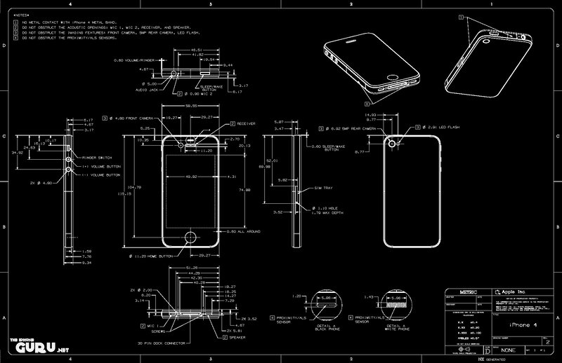 IPhone 4 Technical Drawing