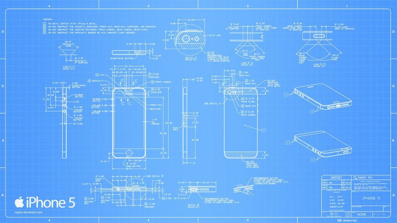 IPhone 5 Blueprint — Blue, Technical
