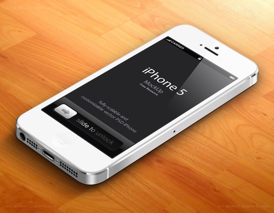 iPhone 5 mockup on wood