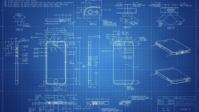 IPhone 5 Technical Blueprint — Blue, Illustration