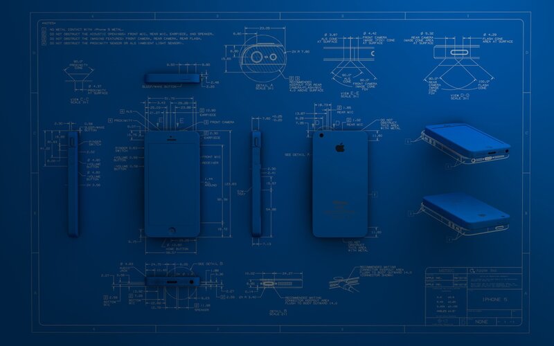 IPhone 5 Technical Drawing — Blue