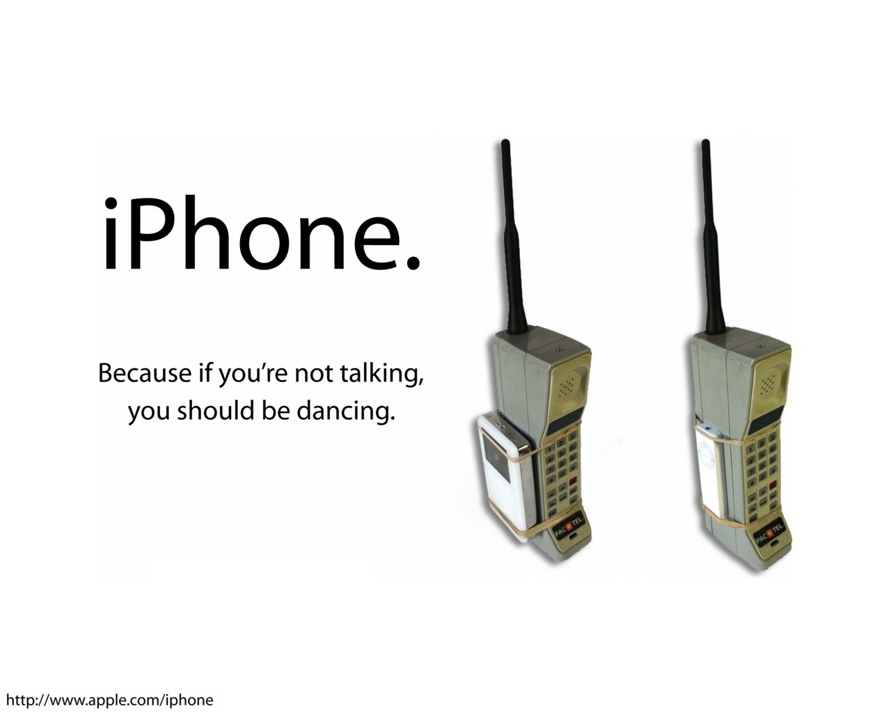 iPhone ad with old phones