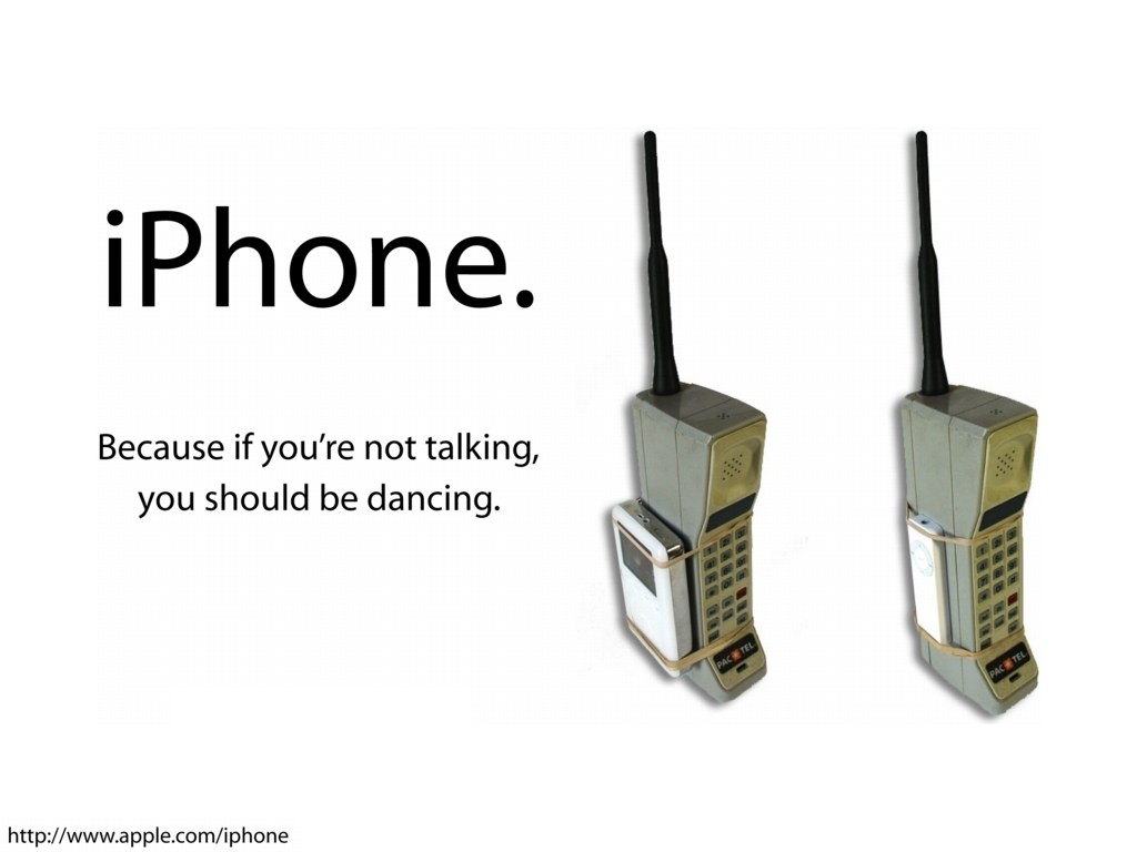 iPhone ad with old phones