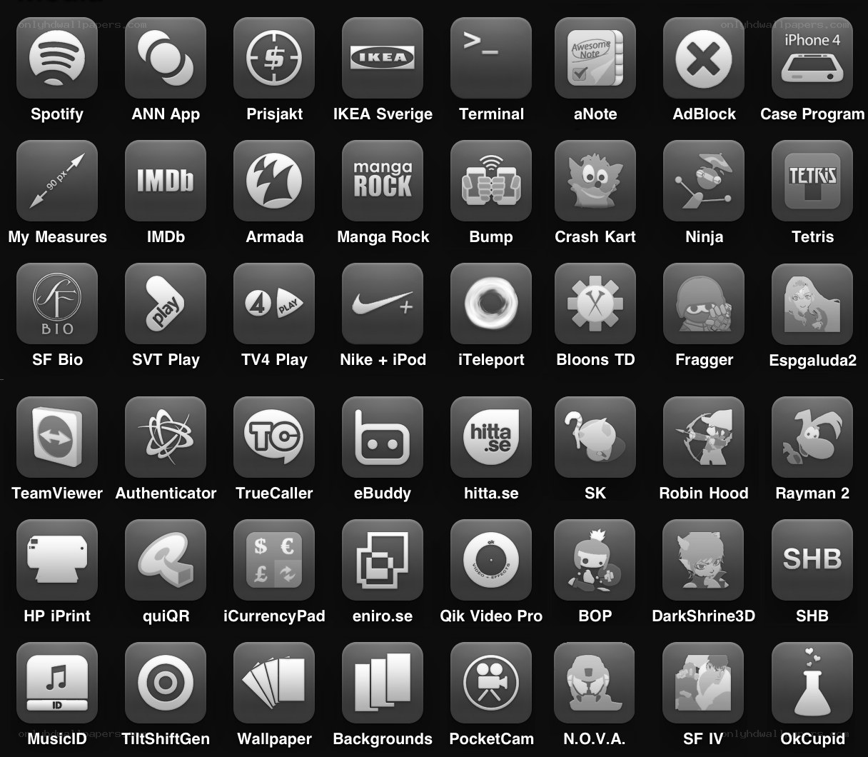 iPhone app grid screenshot