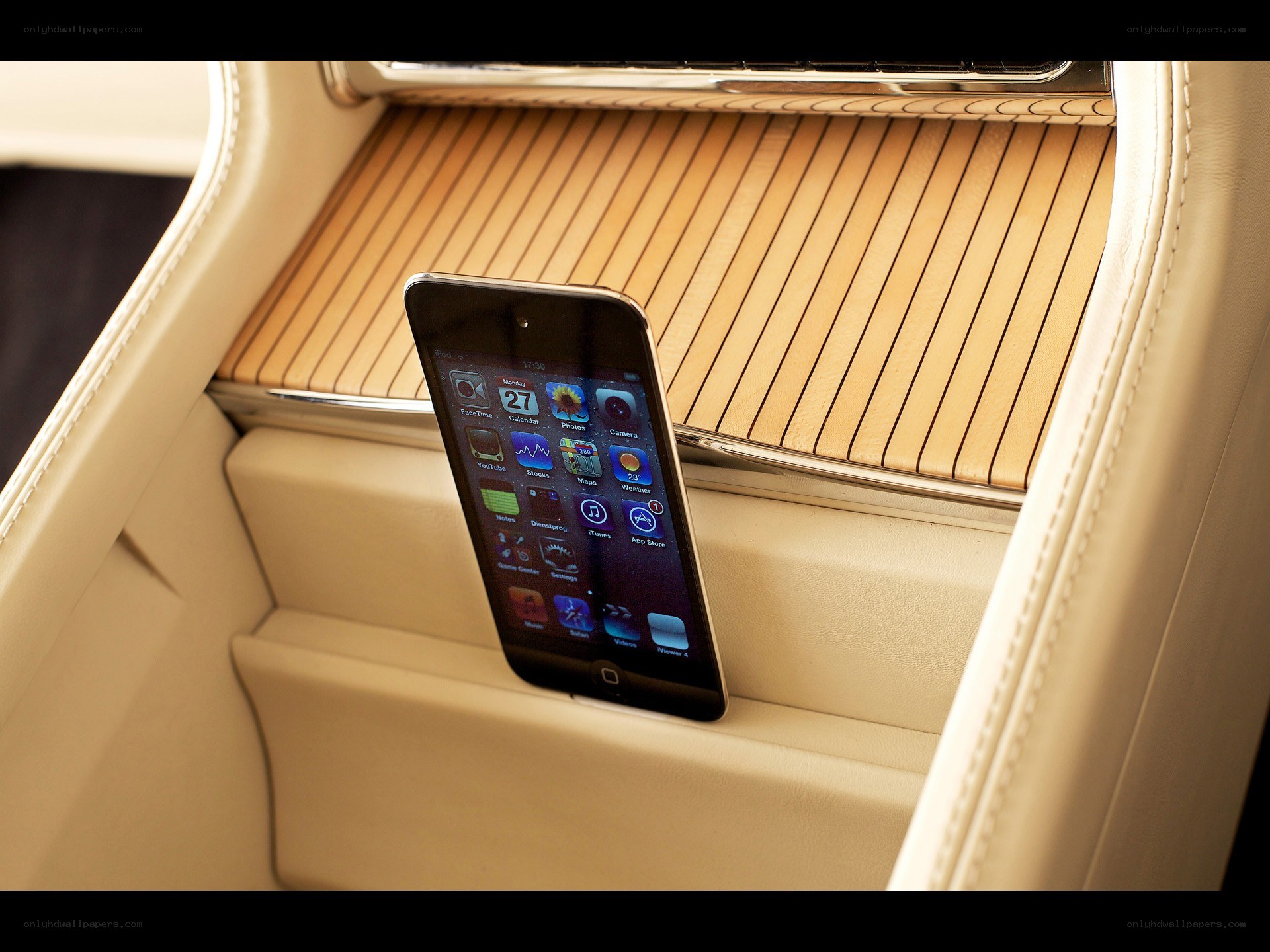 iPhone in car console