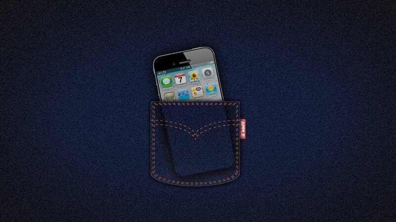 IPhone in Denim Pocket — Blue