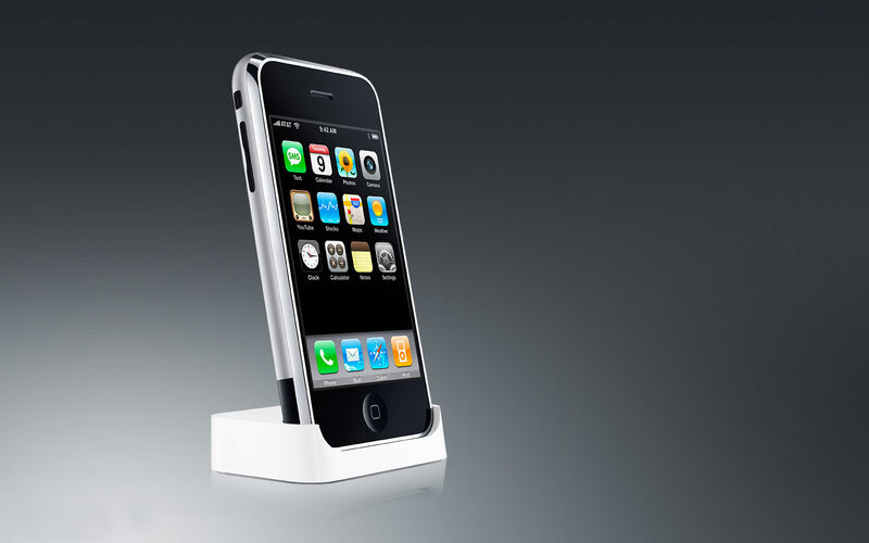 iPhone on a charging dock