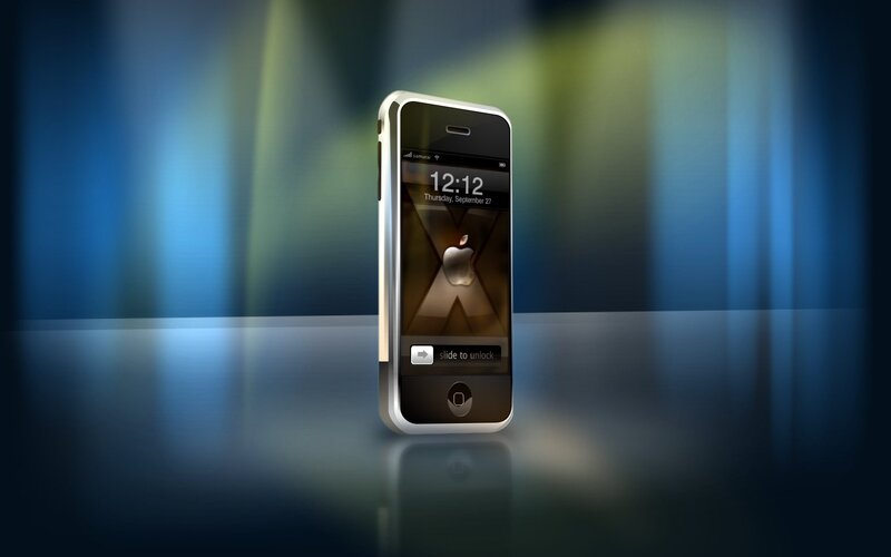 iPhone on reflective surface