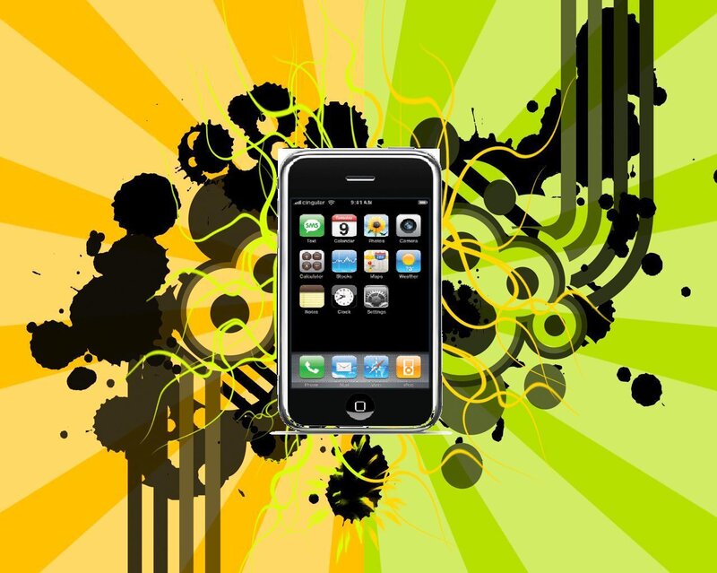 iPhone on vibrant background