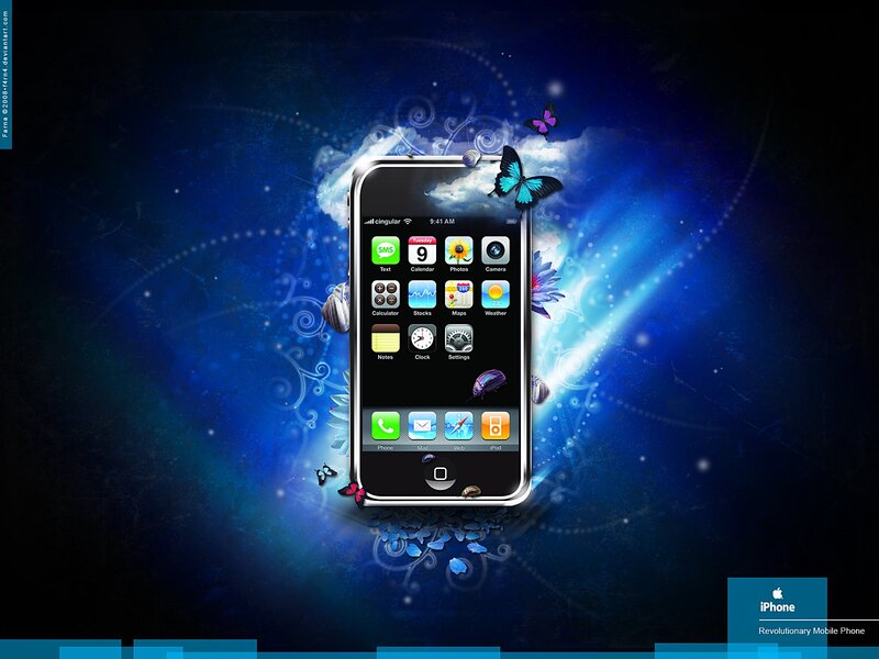 IPhone with App Icons — Blue, Dreamy