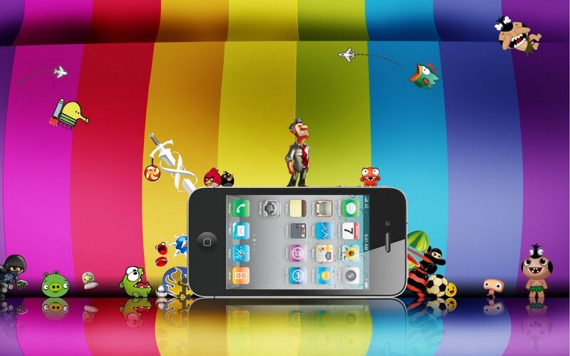IPhone with App Icons — Purple